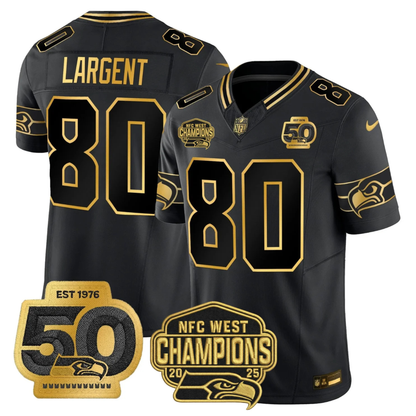 SEA 50th & NFC West Champions Patch Gold Vapor Limited Jersey - All Stitched
