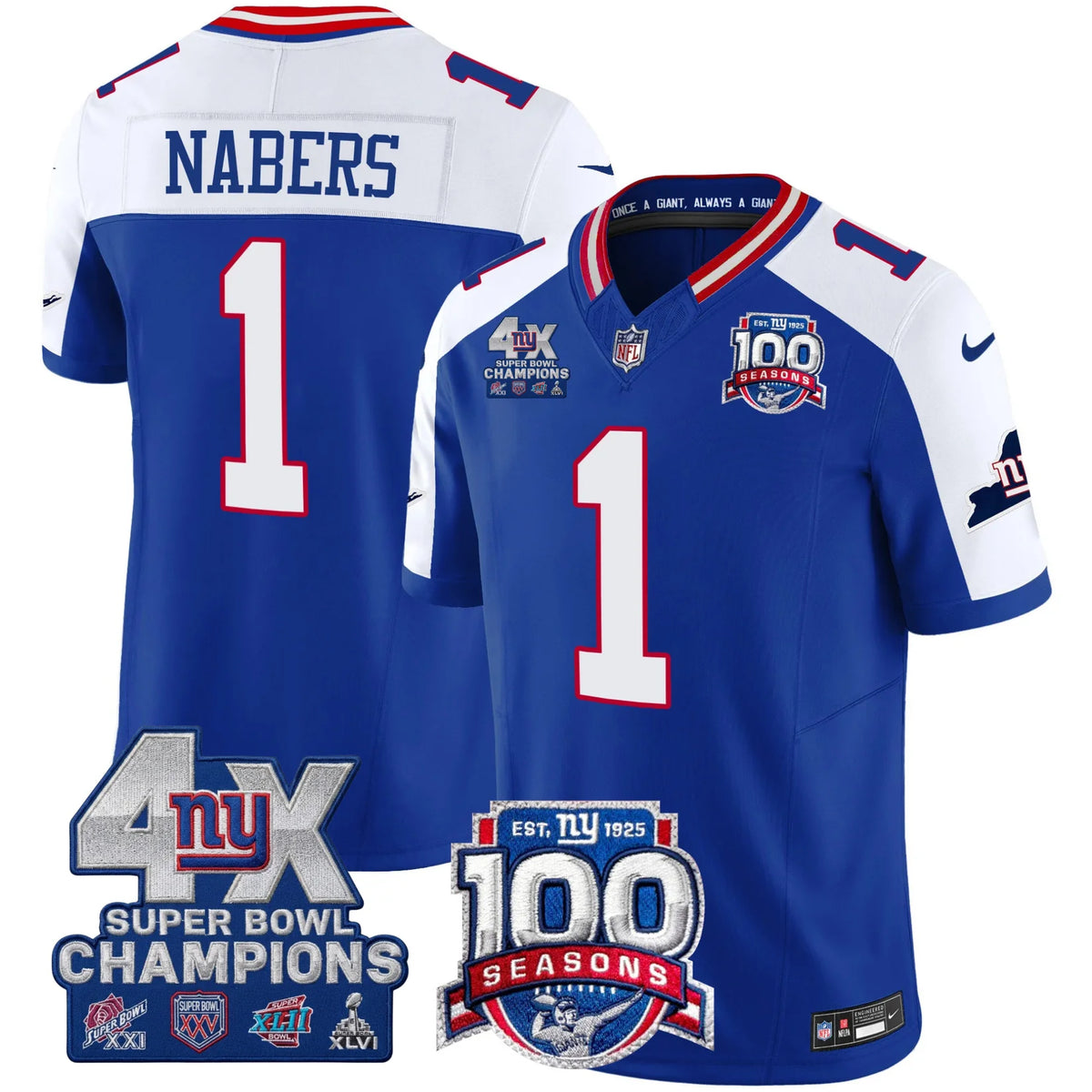 NYG 4X Champions & 100th Season Patch Limited Edition - Stitched (2)