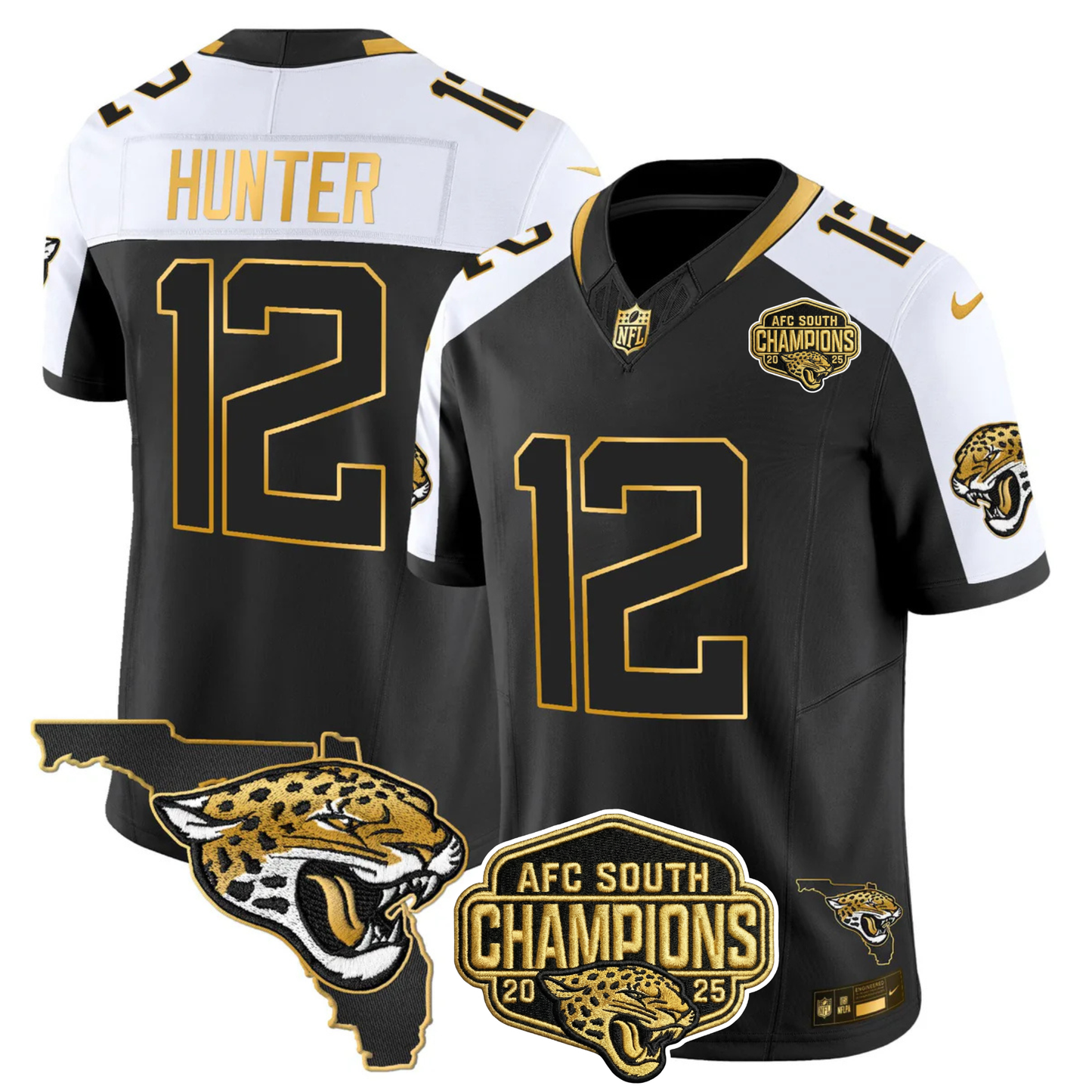 JAX 2025 AFC South Champions Gold Vapor Limited Jersey - All Stitched