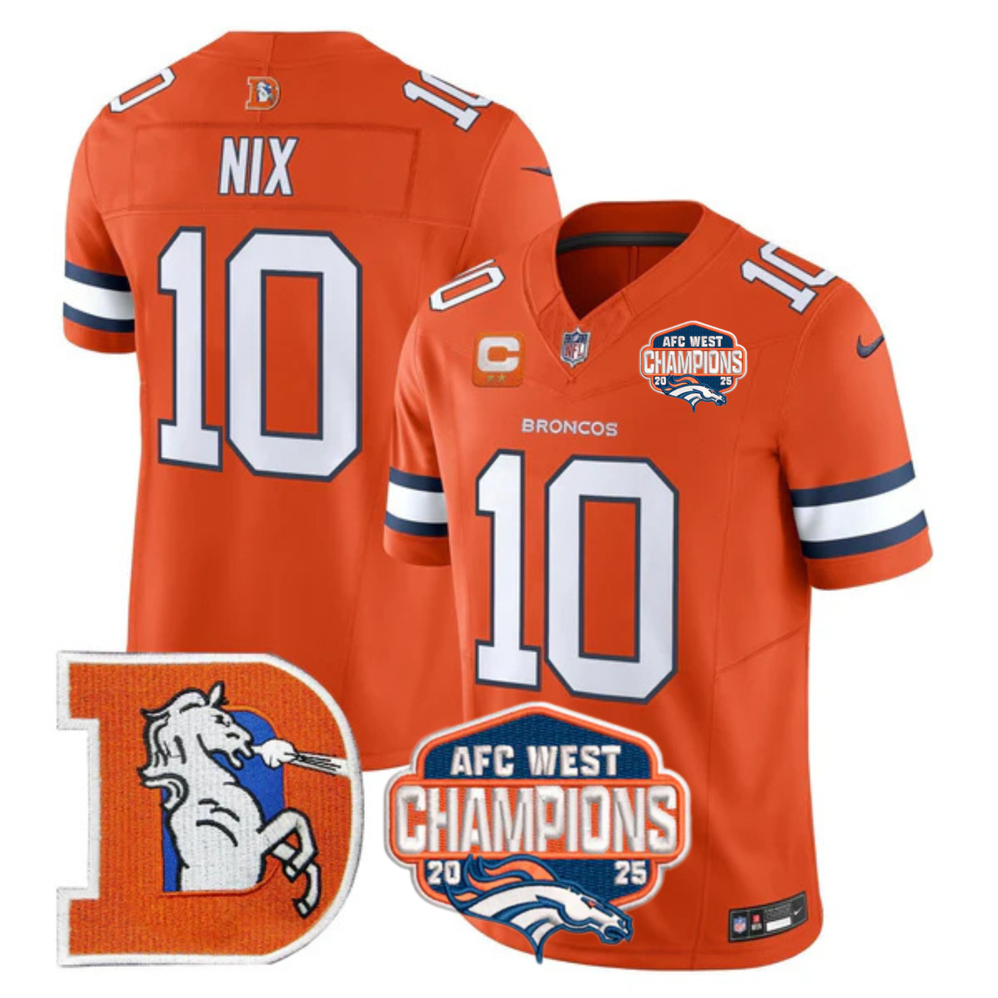 DEN AFC West Champions Patch Throwback Vapor Limited Jersey - All Stitched