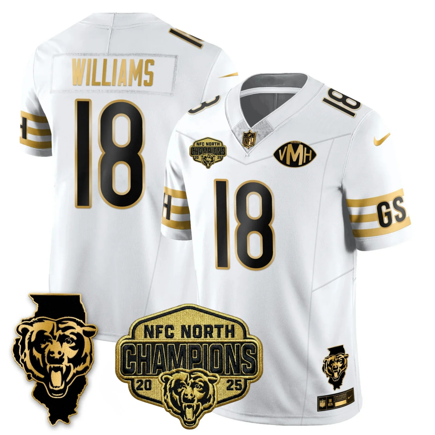 CHI NFC North Champions Patch Vapor Limited Gold Jersey - Stitched