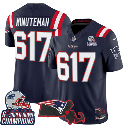 NE 6-Time Champions & Massachusetts Patch Vapor Limited Jersey V3- All Stitched