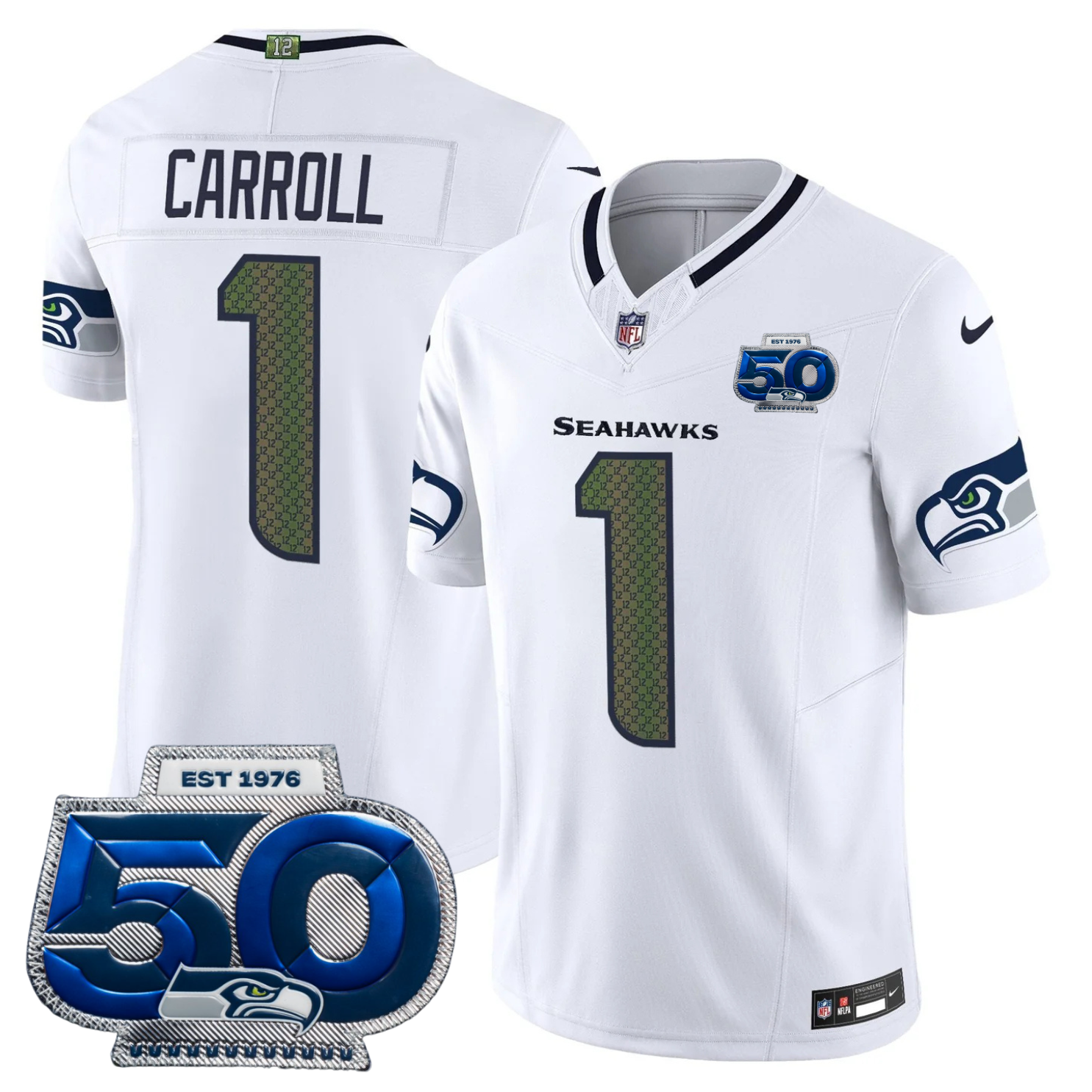 Seattle Seahawks 2025 "Rivalries" 50th Season Patch Vapor Limited Jersey - All Stitched