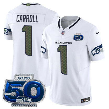 Seattle Seahawks 2025 "Rivalries" 50th Season Patch Vapor Limited Jersey - All Stitched