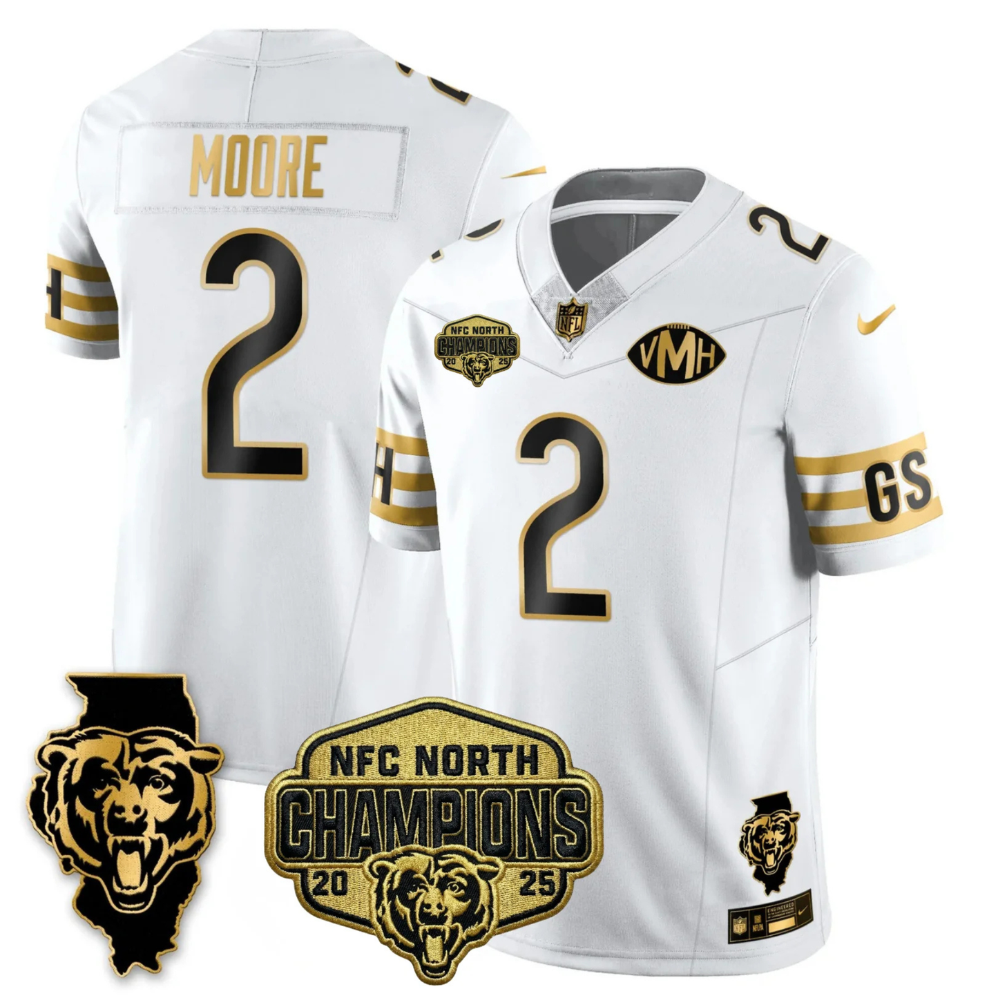 CHI NFC North Champions Patch Vapor Limited Gold Jersey - Stitched