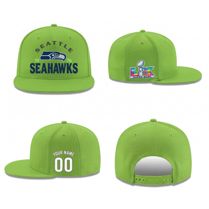 SEA Super Bowl Champions Personalized Snapback Cap - Printed V4