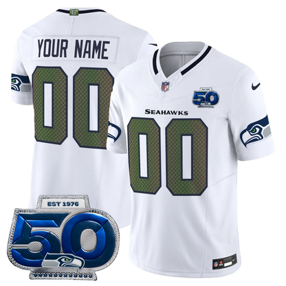 Seattle Seahawks 2025 "Rivalries" 50th Season Patch Vapor Limited Jersey - All Stitched