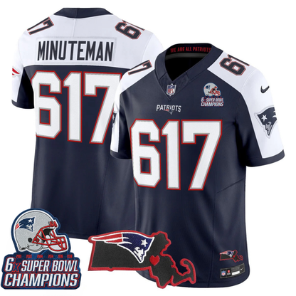 NE 6-Time Champions & Massachusetts Patch Vapor Limited Jersey V3- All Stitched