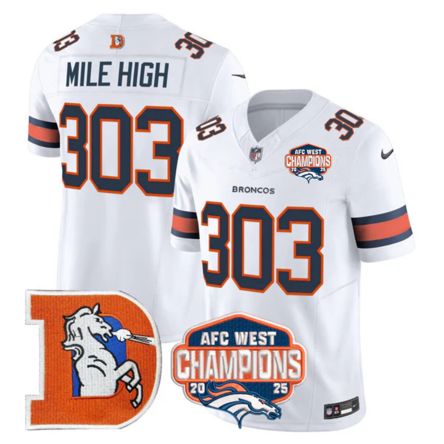 DEN AFC West Champions Patch Throwback Vapor Limited Jersey - All Stitched