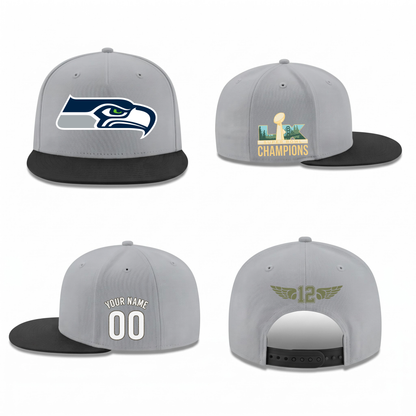 SEA Super Bowl Champions Personalized Snapback Cap - Printed V5