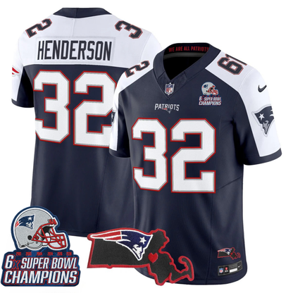NE 6-Time Champions & Massachusetts Patch Vapor Limited Jersey V3- All Stitched