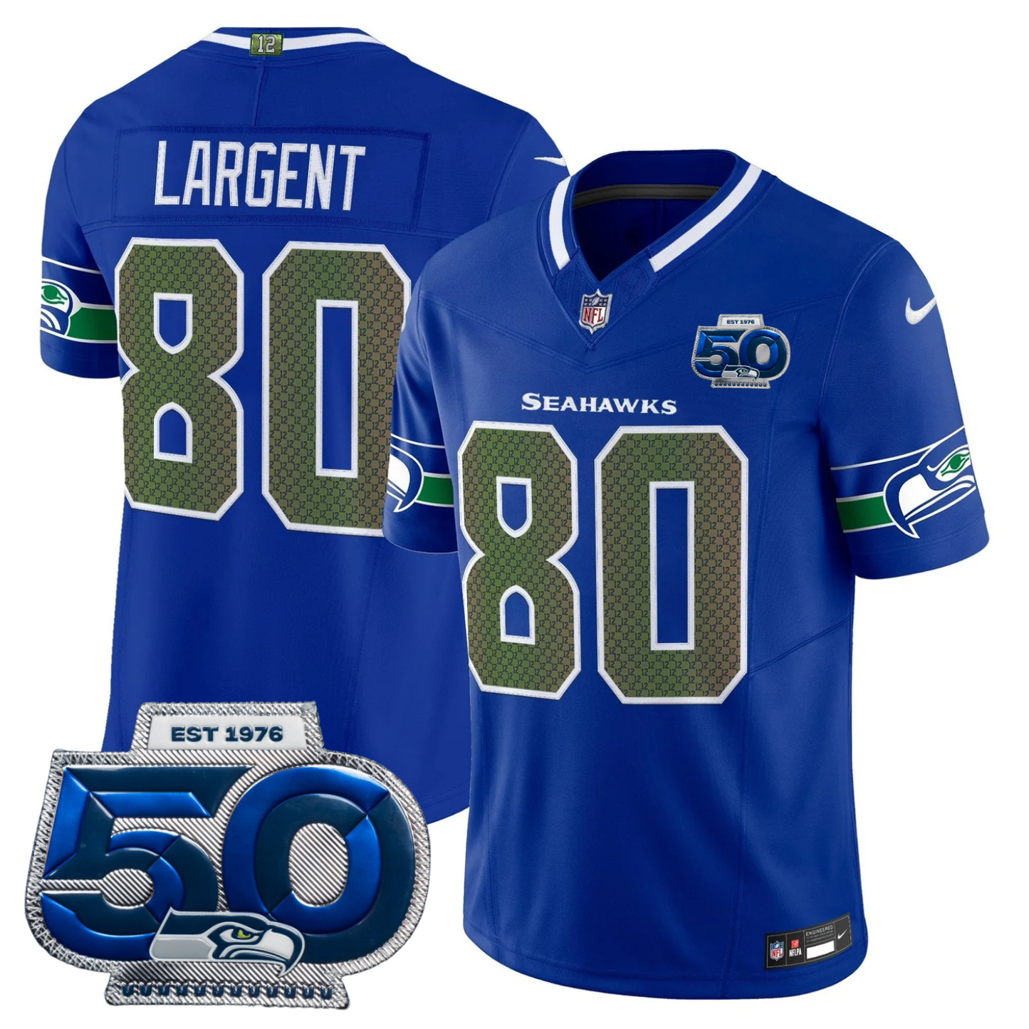 Seattle Seahawks 2025 "Rivalries" 50th Season Patch Vapor Limited Jersey - All Stitched