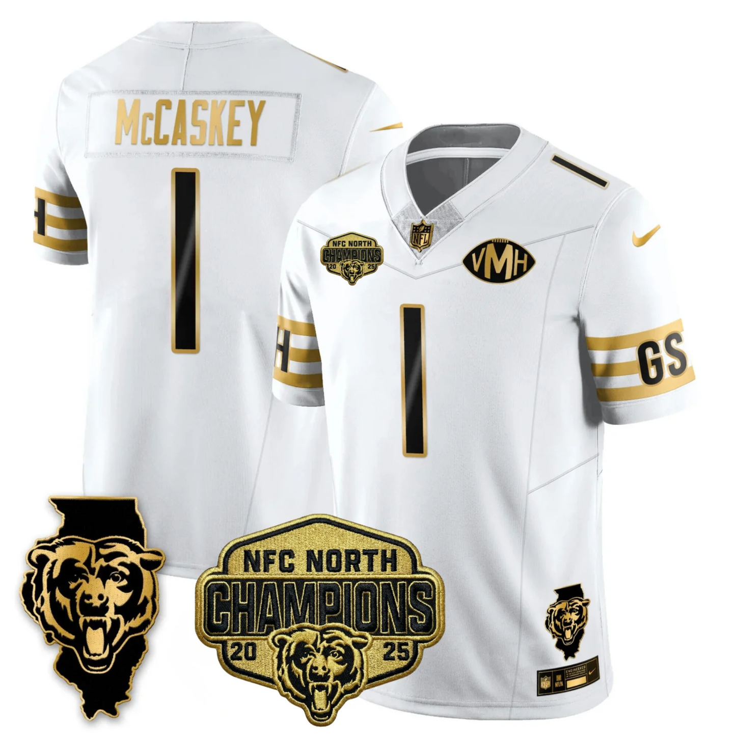 CHI NFC North Champions Patch Vapor Limited Gold Jersey - Stitched
