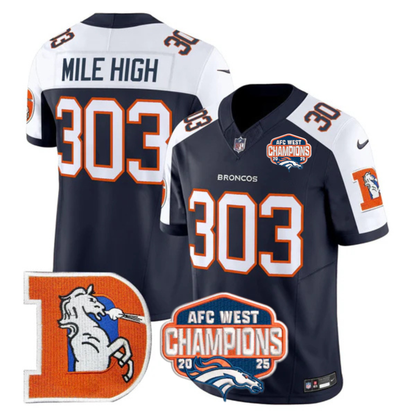 DEN AFC West Champions Patch Throwback Vapor Limited Jersey - All Stitched