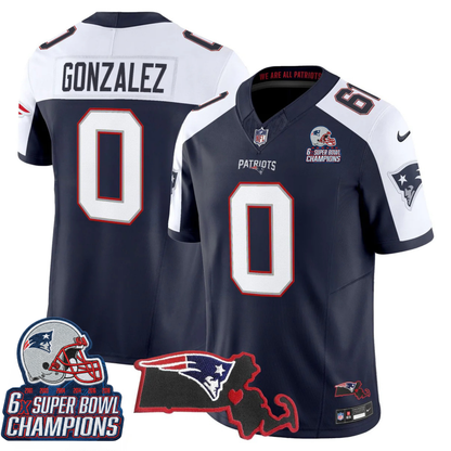 NE 6-Time Champions & Massachusetts Patch Vapor Limited Jersey V3- All Stitched