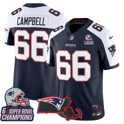 NE 6-Time Champions & Massachusetts Patch Vapor Limited Jersey V3- All Stitched