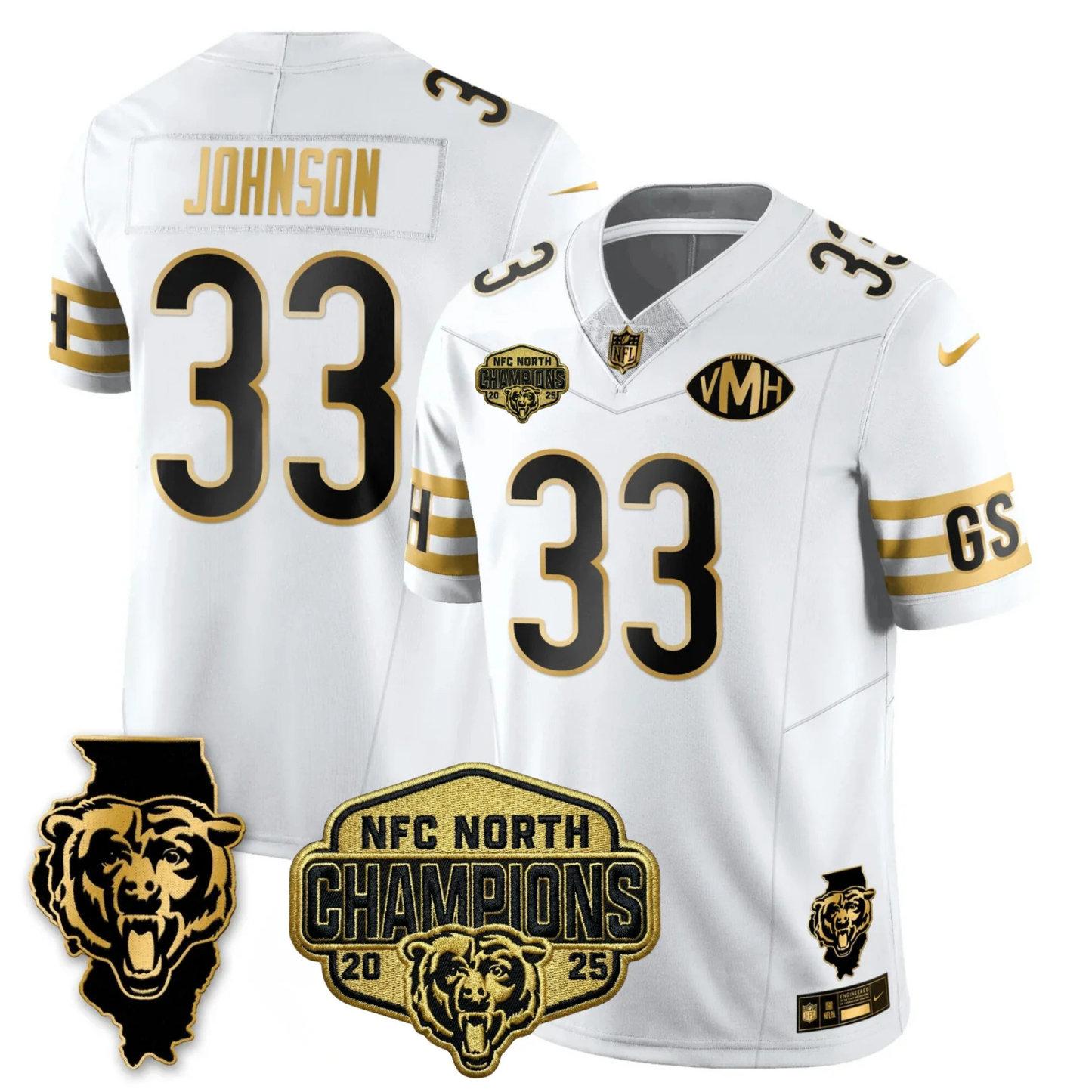 CHI NFC North Champions Patch Vapor Limited Gold Jersey - Stitched