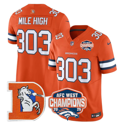 DEN AFC West Champions Patch Throwback Vapor Limited Jersey - All Stitched