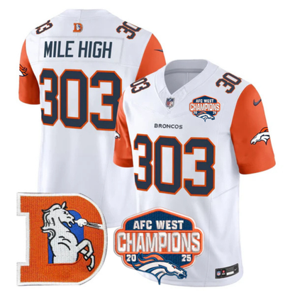 DEN AFC West Champions Patch Throwback Vapor Limited Jersey - All Stitched