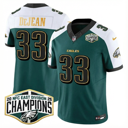Eagles 2025 NFC East Division Champions Gold Trim Vapor Limited Jersey - All Stitched