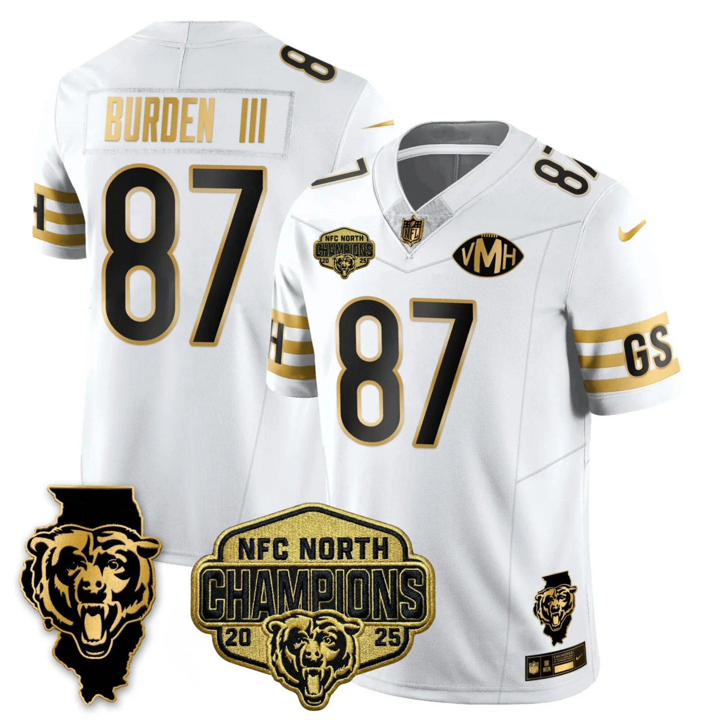CHI NFC North Champions Patch Vapor Limited Gold Jersey - Stitched