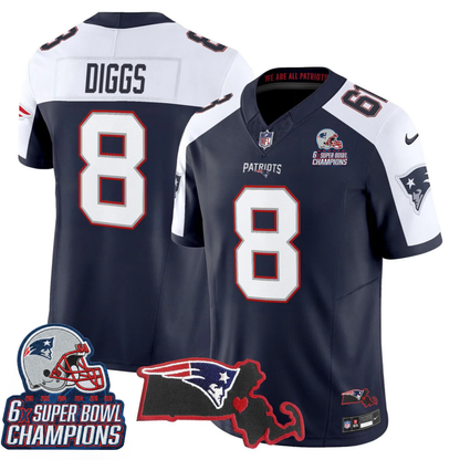 NE 6-Time Champions & Massachusetts Patch Vapor Limited Jersey V3- All Stitched