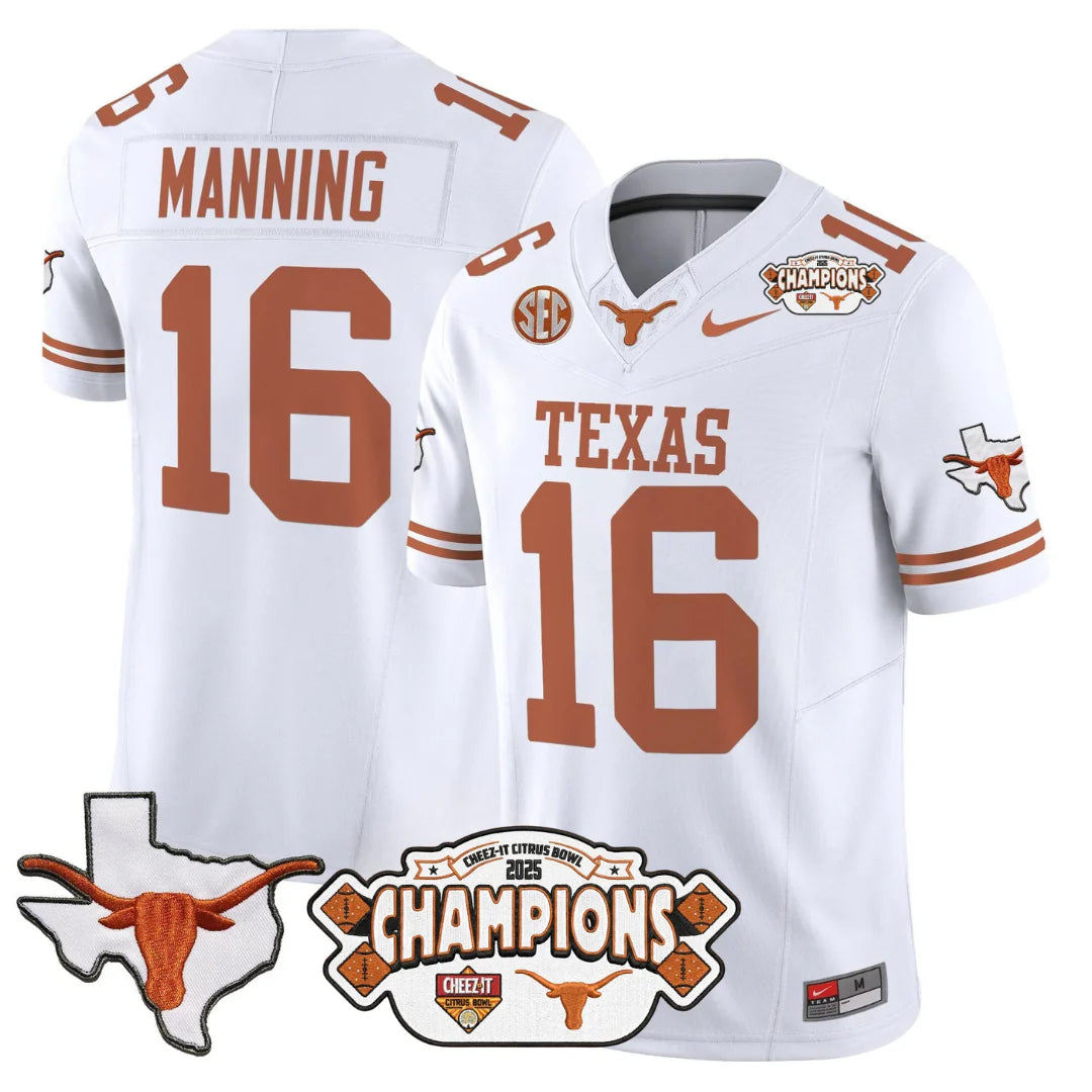 TEX 2025 State Map & Citrus Bowl Champions Patch Vapor Limited Jersey V1 - All Stitched