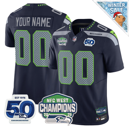 Seattle Seahawks 50th & NFC West Champions Patch Vapor Limited Jersey - Stitched