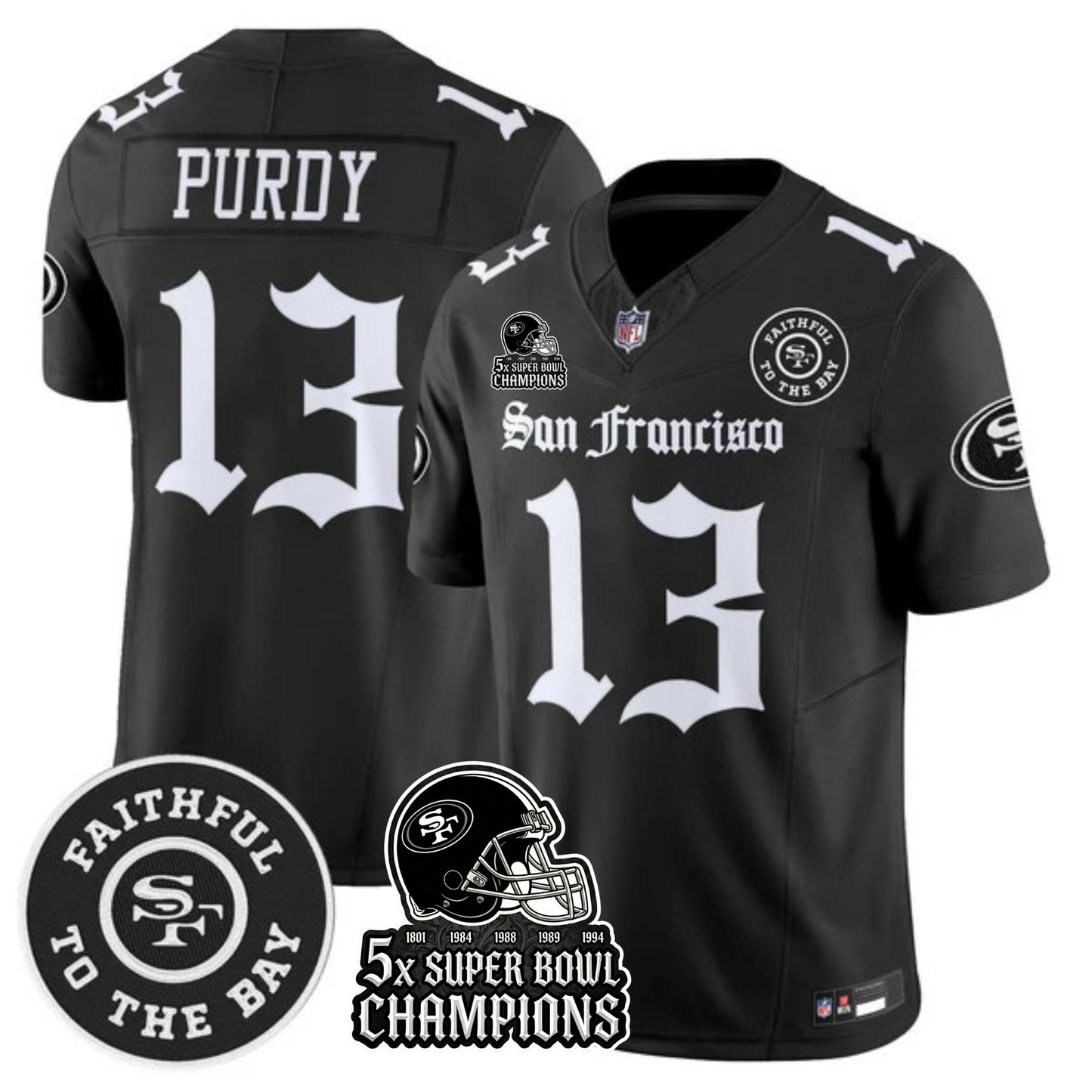 SF 5-Time Champions 'Gothic Edition' Vapor Limited Jersey - All Stitched