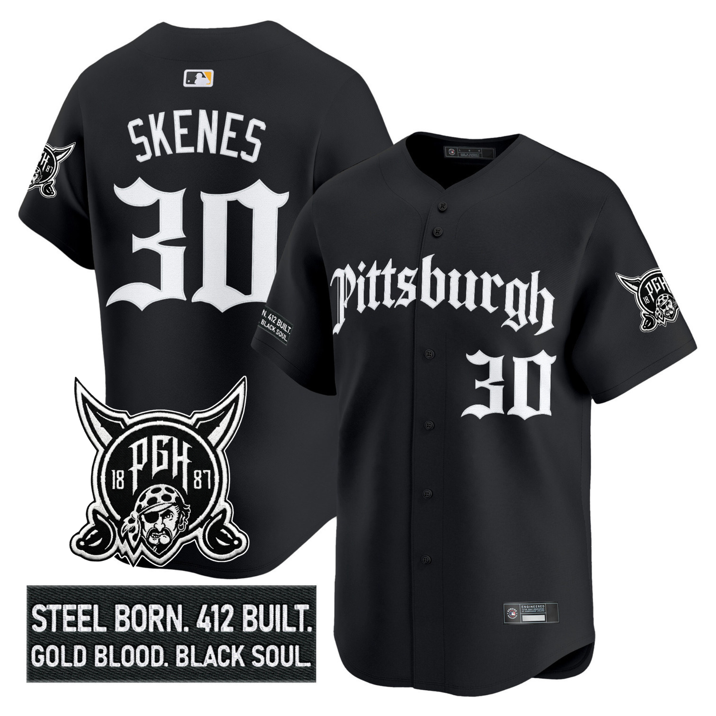 PIT 'Gothic Steel City Edition' Vapor Premier Limited Jersey - All Stitched