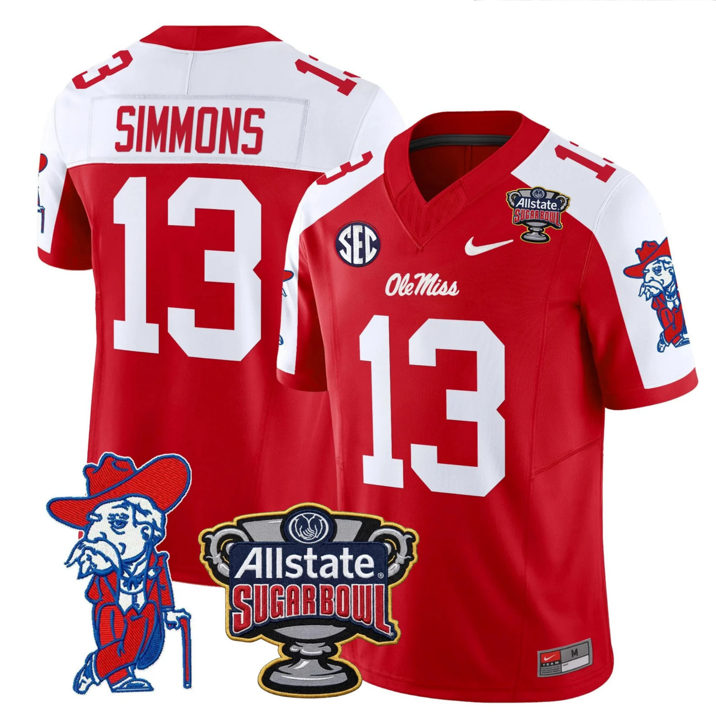 Ole Miss Rebels 2025 Sugar Bowl Patch Vapor Limited Jersey - All Stitched