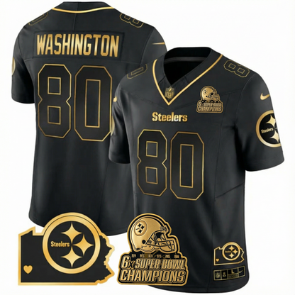 PIT 6-Time Champions Home Patch Gold Vapor Limited Jersey - All Stitched