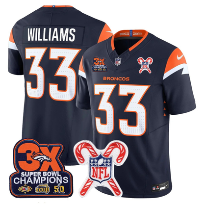 DEN 3-Time Champions & Christmas Patch Vapor Limited Jersey - All Stitched