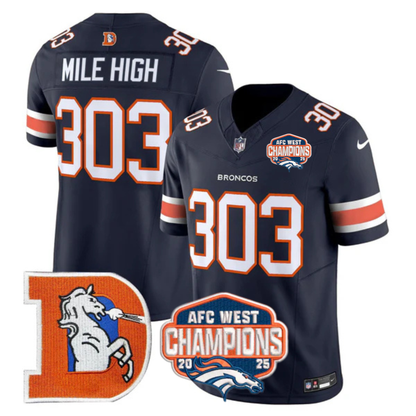 DEN AFC West Champions Patch Throwback Vapor Limited Jersey - All Stitched