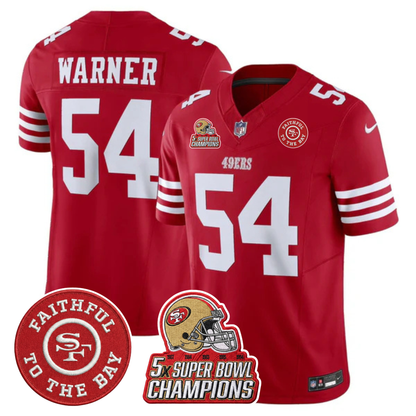 49ers 5x Champs & Faithful To The Bay Patch Vapor Limited Jersey - All Stitched