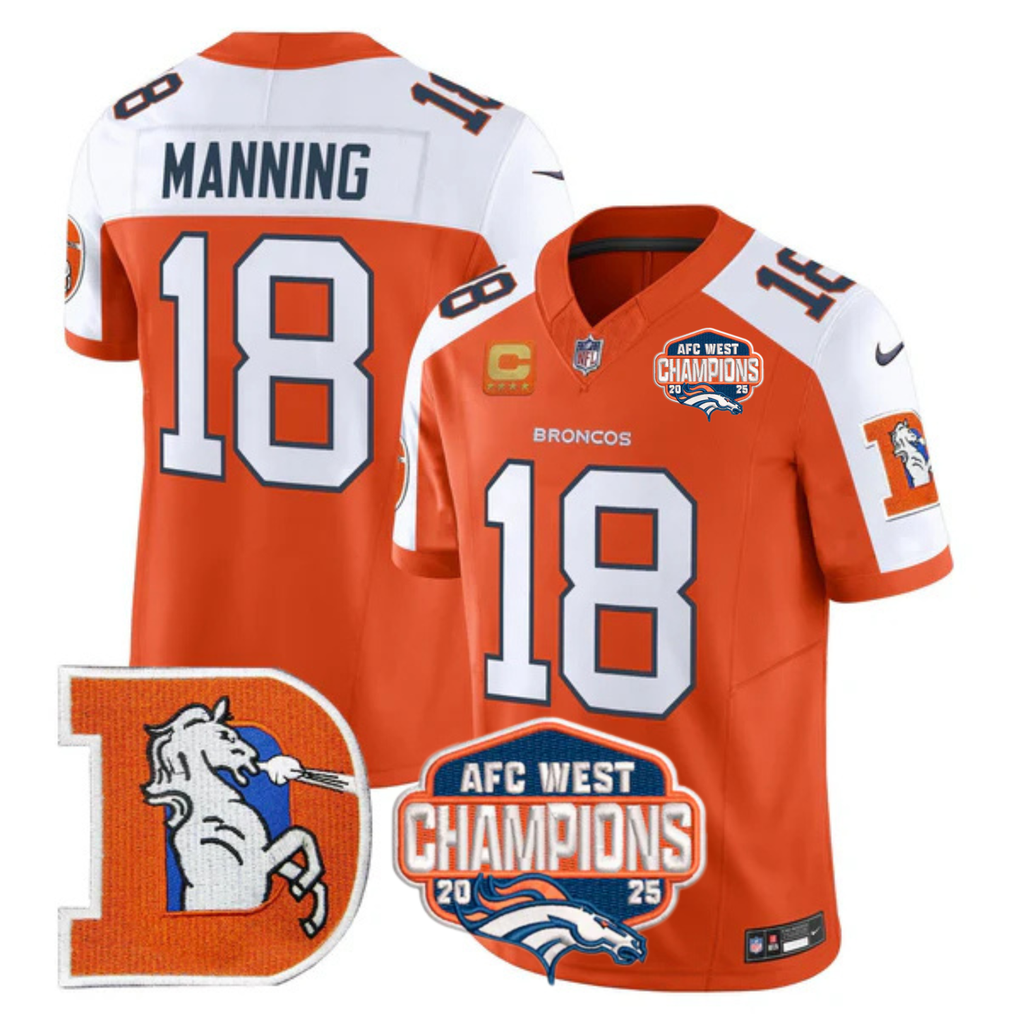 DEN AFC West Champions Patch Throwback Vapor Limited Jersey - All Stitched