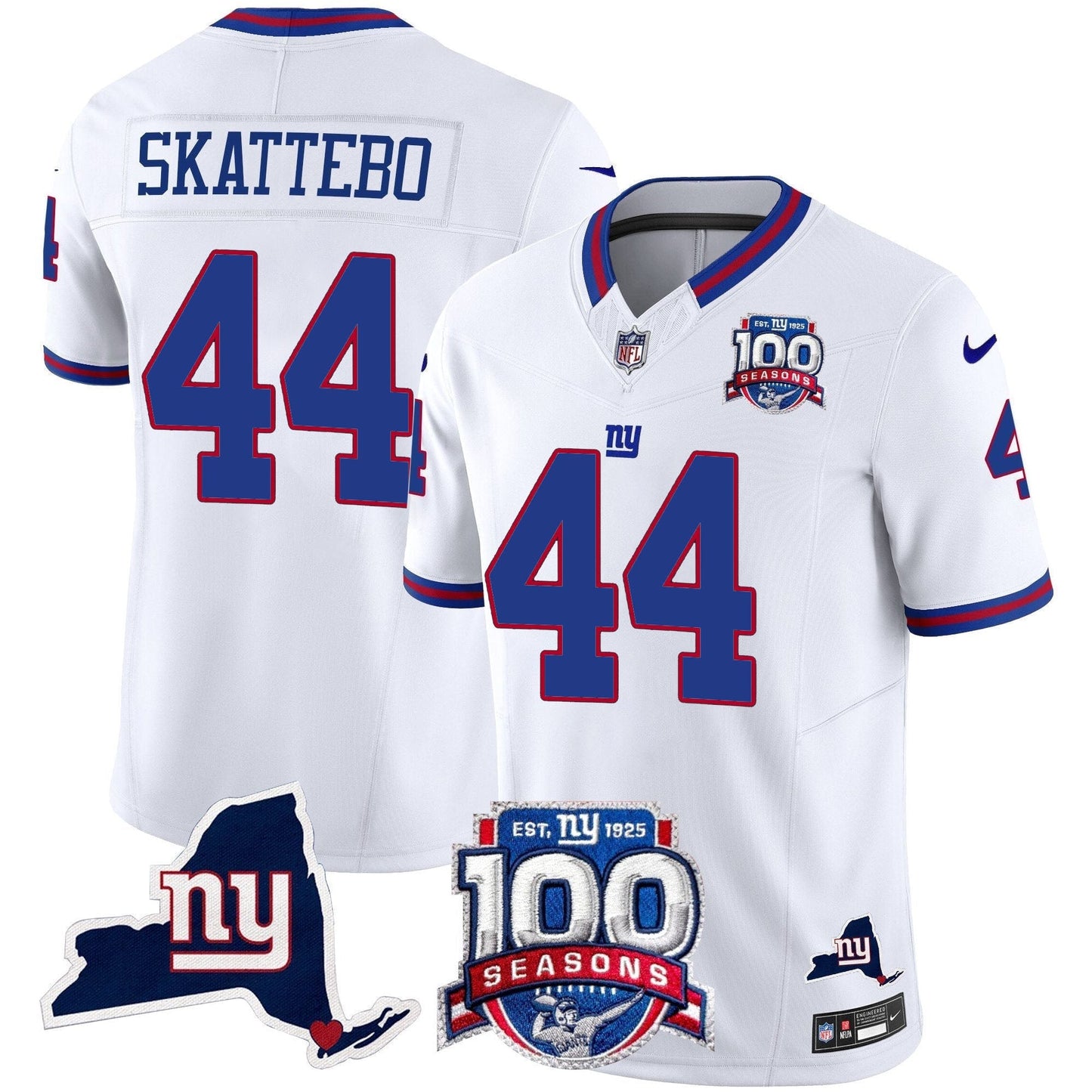 New York Giants 100th Season & State Patch Vapor Limited Jersey - All Stitched