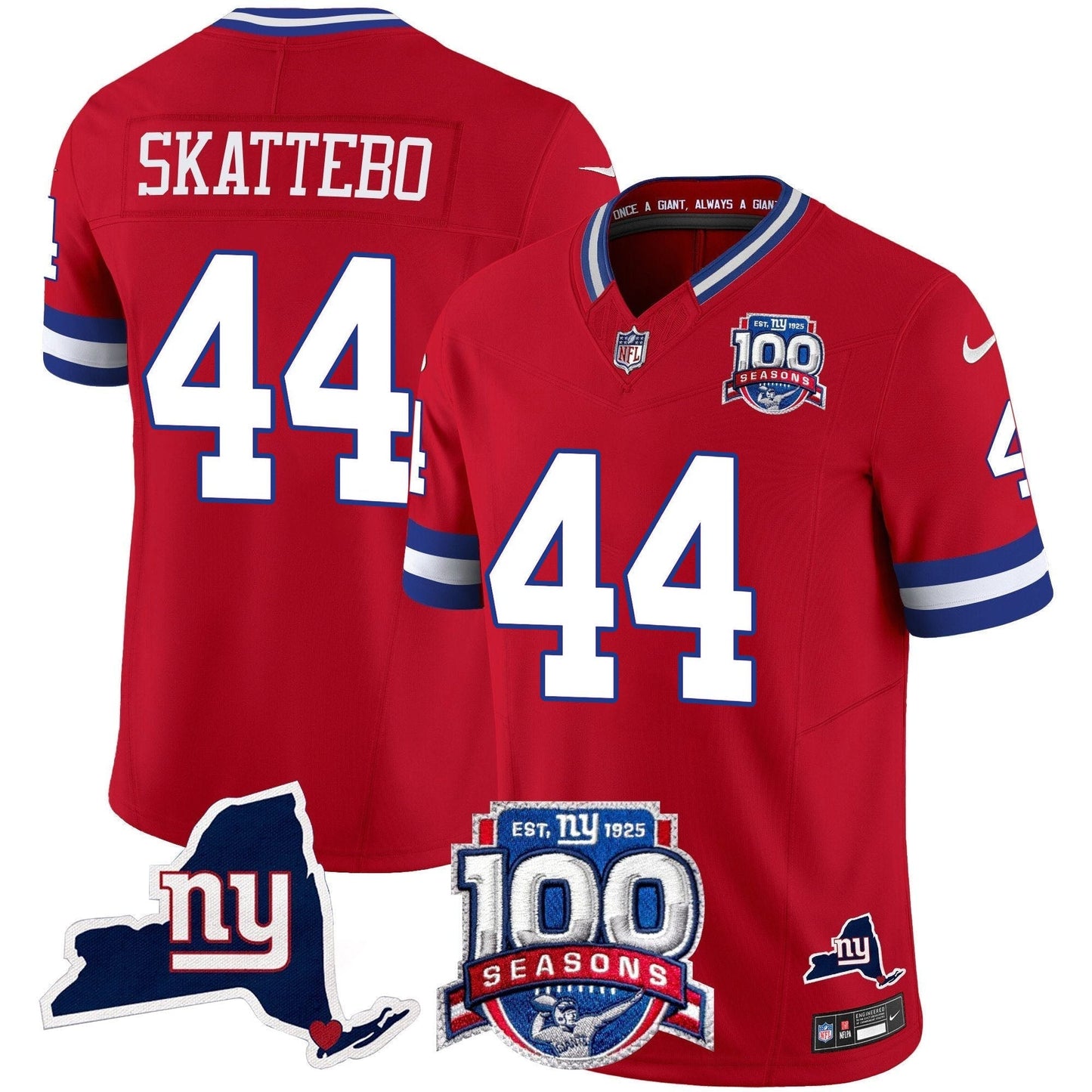 New York Giants 100th Season & State Patch Vapor Limited Jersey - All Stitched