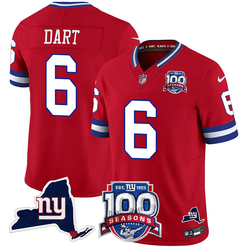 New York Giants 100th Season & State Patch Vapor Limited Jersey - All Stitched