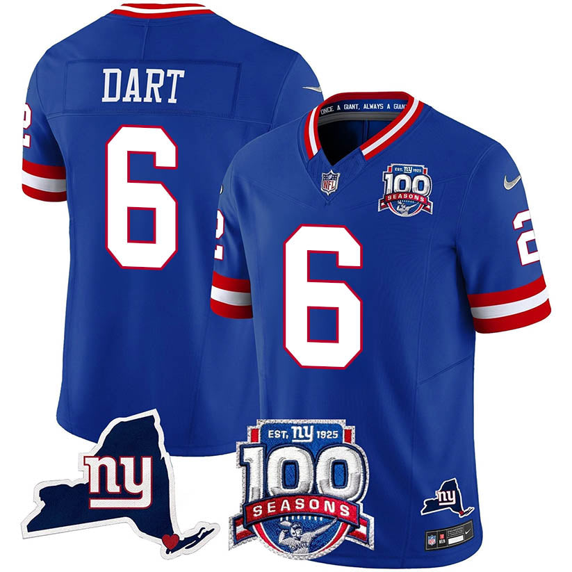New York Giants 100th Season & State Patch Vapor Limited Jersey - All Stitched
