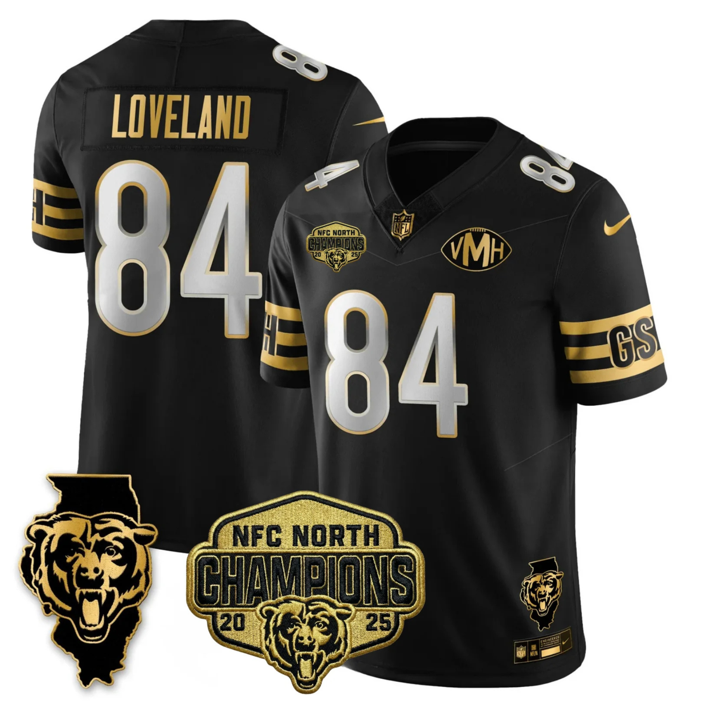 CHI NFC North Champions Patch Vapor Limited Gold Jersey - Stitched