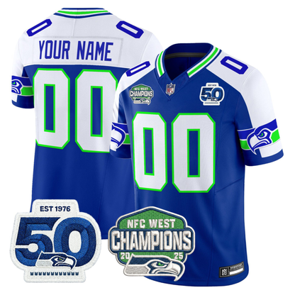 Seattle Seahawks NFC West Division Champions Vapor Limited Custom Jersey V2 - All Stitched