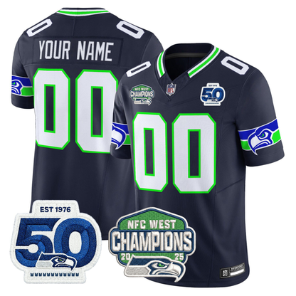 Seattle Seahawks NFC West Division Champions Vapor Limited Custom Jersey V2 - All Stitched