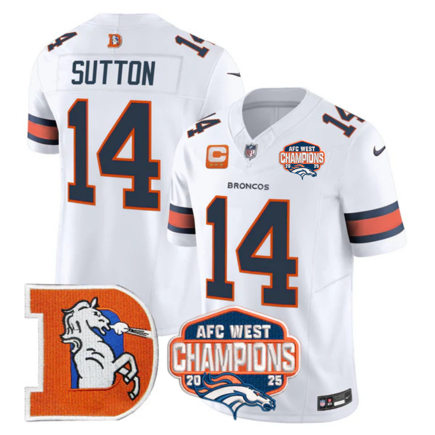 DEN AFC West Champions Patch Throwback Vapor Limited Jersey - All Stitched