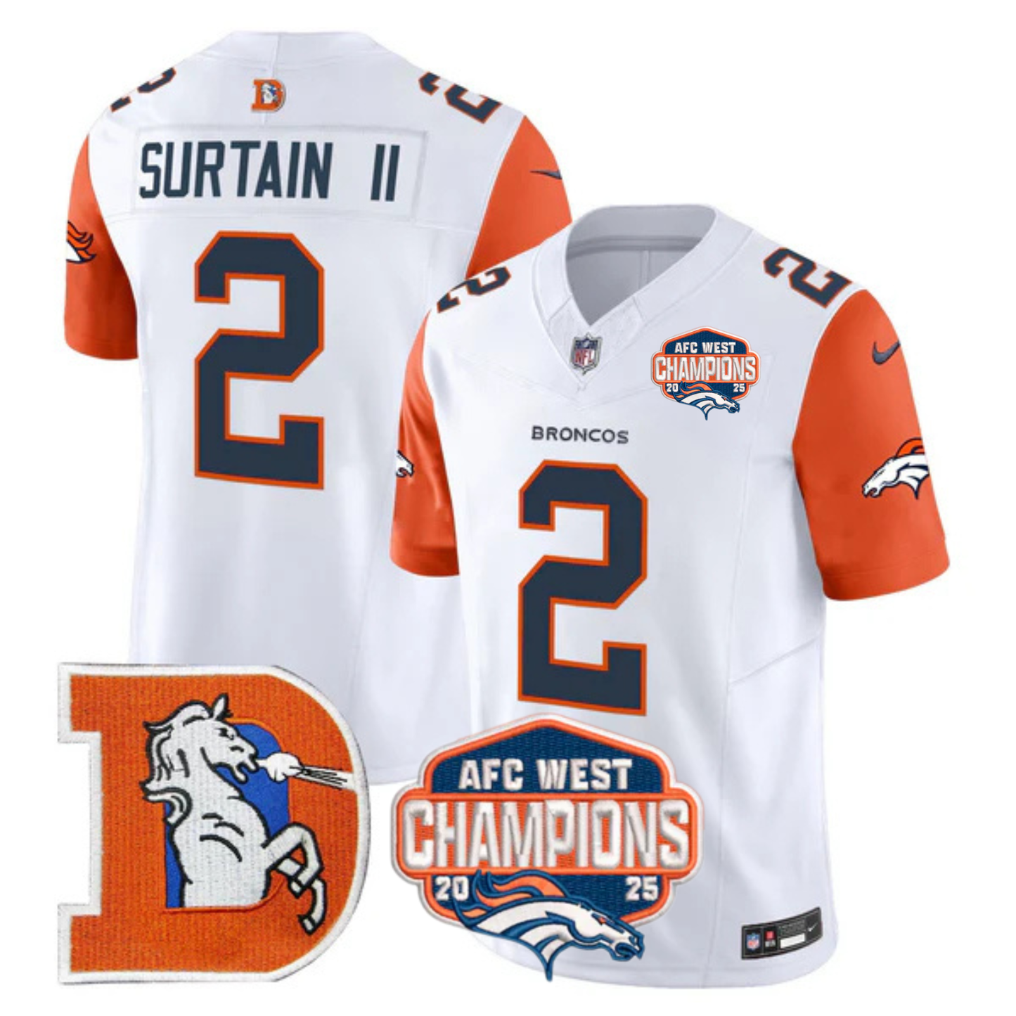 DEN AFC West Champions Patch Throwback Vapor Limited Jersey - All Stitched