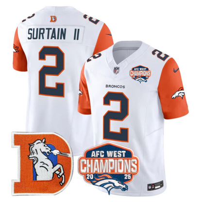 DEN AFC West Champions Patch Throwback Vapor Limited Jersey - All Stitched