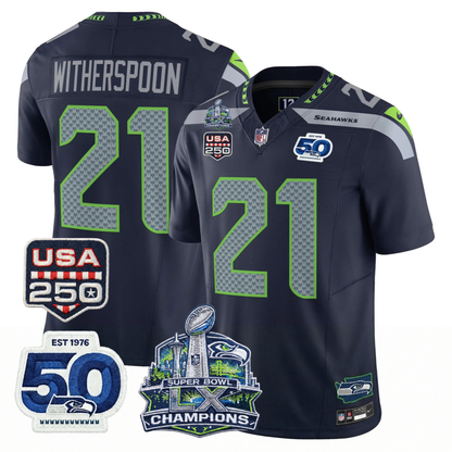 SEA S.Bowl LX Champions Patch Vapor Limited Jersey - All Stitched