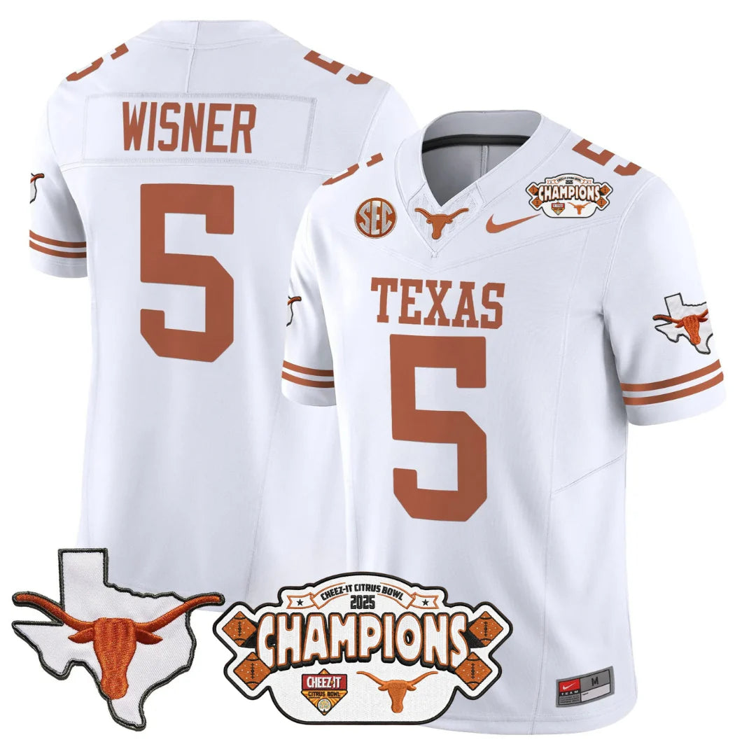 TEX 2025 State Map & Citrus Bowl Champions Patch Vapor Limited Jersey V1 - All Stitched