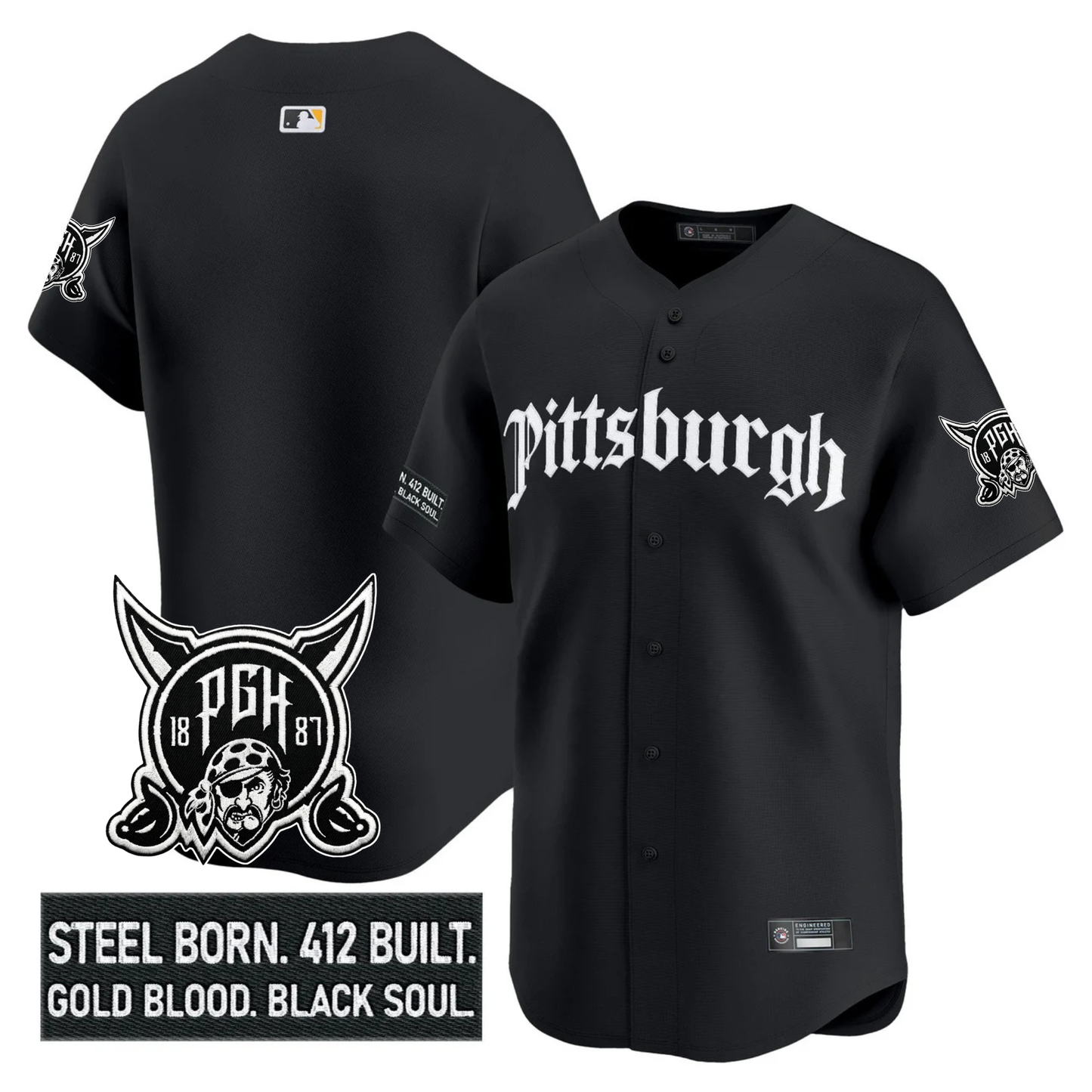 PIT 'Gothic Steel City Edition' Vapor Premier Limited Jersey - All Stitched