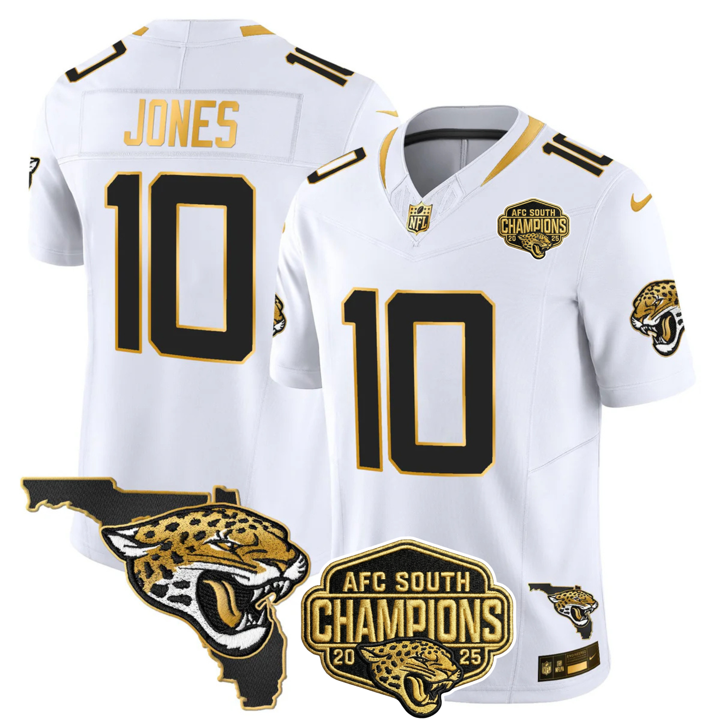 JAX 2025 AFC South Champions Gold Vapor Limited Jersey - All Stitched